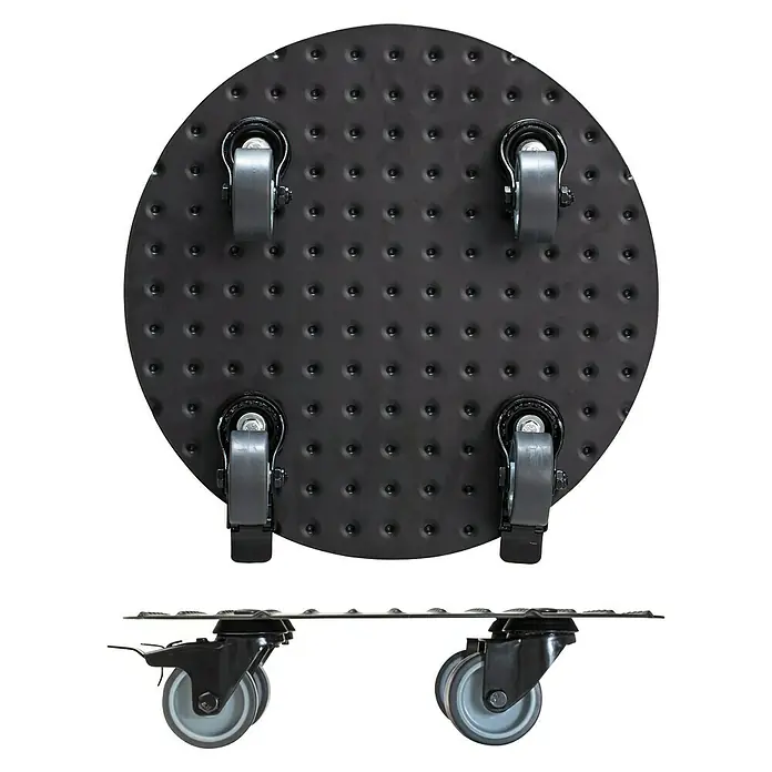 Wagner System Pflanzenroller - Durchmesser: 30 cm, Aluminium, Schwarz, Max. Belastung: 150 kg - Bild von einem runden Werkstatthocker mit Rollen. Ideal für Arbeiten in Bodennähe, komfortabel und mobil dank seiner robusten Rollen.