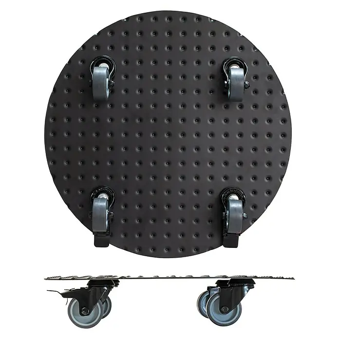 Wagner System Pflanzenroller - Durchmesser: 38 cm, Aluminium, Schwarz, Max. Belastung: 150 kg - Runde Werkstattliege mit Rollen. Die Liege besteht aus robustem Material mit Löchern und leichtgängigen Rollen für Komfort.