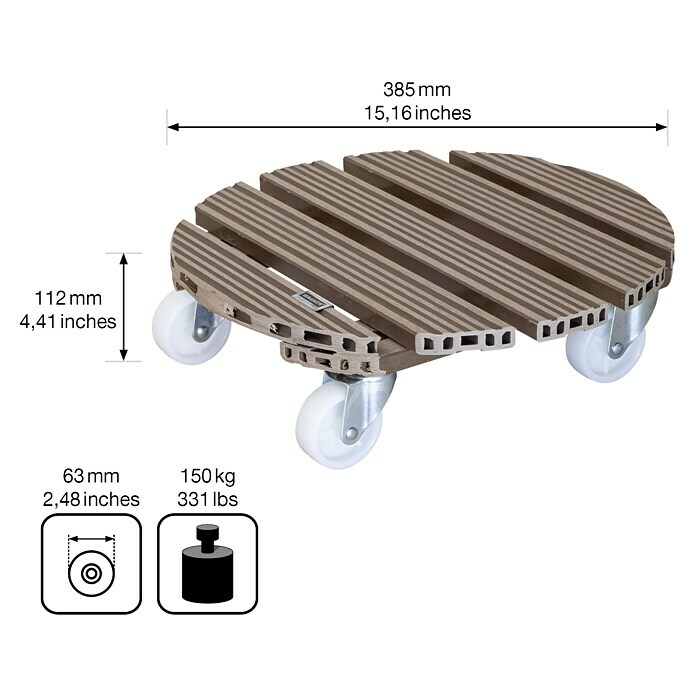 Gardol PflanzenrollerWPC, Taupe, Max. Belastung: 150 kg Sketch