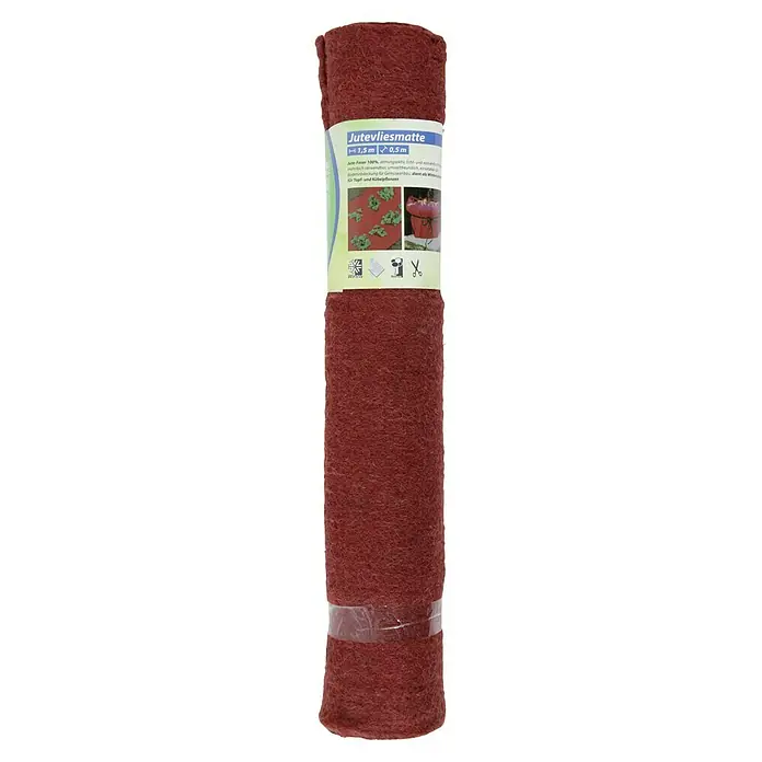 Floraworld Classic Jutevliesmatte - Rot, Länge: 150 cm - Eine Rolle Jutevliesmatte mit einer Länge von 1,5 Metern und einer Breite von 0,5 Metern, ideal für den Einsatz im Garten.