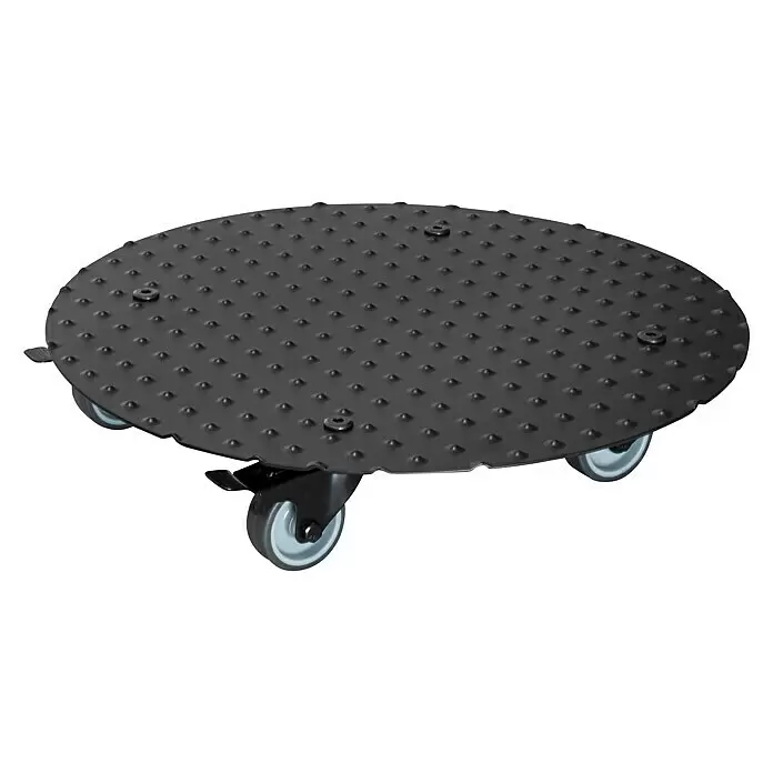 Wagner System Soporte con ruedas para plantas - Diámetro: 38 cm, Redonda, Aluminio - Plataforma redonda negra texturizada con cuatro ruedas para mover plantas fácilmente.