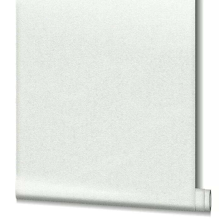 Marburg Kids' Walls Vliestapete - Grün, Uni, 10,05 x 0,53 m - Einfache weiße, texturierte Tapete, teilweise ausgerollt.