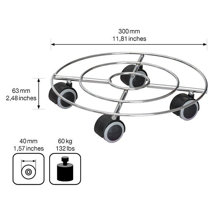 Gardol Pflanzenroller Trend Soft30 cm, Max. Belastung: 60 kg Sketch