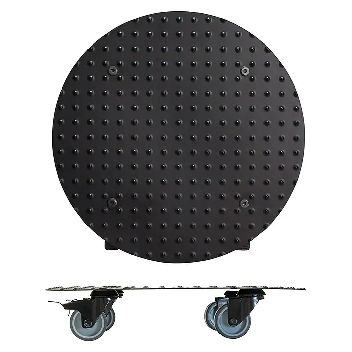 Wagner System Pflanzenroller - Durchmesser: 38 cm, Aluminium, Schwarz, Max. Belastung: 150 kg - Drehbarer Möbelroller mit runder, genoppter Oberfläche und stabilen Rollen für einfaches Verschieben von Möbeln.