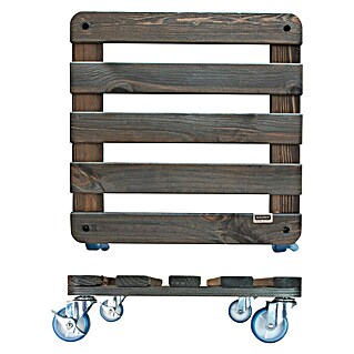 Wagner System Pflanzenroller (L x B x H: 40 x 40 x 12 cm, Holz, Dunkelbraune Farben, Max. Belastung: 200 kg)