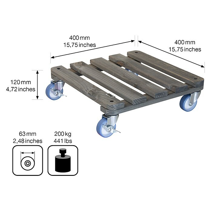 Gardol Pflanzenroller ConcreteMax. Belastung: 200 kg Sketch