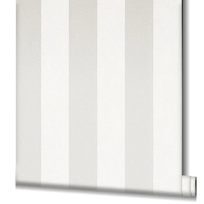 Marburg Kids' Walls Vliestapete - Weiß/Beige, Streifen, 10,05 x 0,53 m - Ein Rollenbild von Tapeten mit einem schlichten, eleganten Streifendesign in verschiedenen Weißtönen, das eine stilvolle Wandgestaltung ermöglicht.