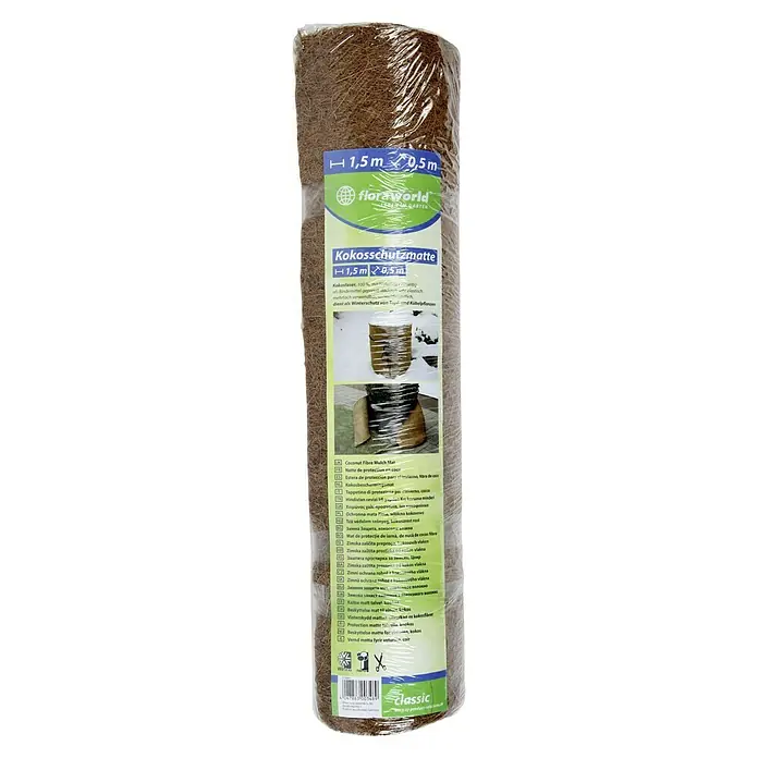 Floraworld Classic Kokosschutzmatte - 150 x 50 cm - Kokosmatte zum Schutz vor Kälte für Pflanzen, 1,5 x 0,5 m, verpackt in Folie.
