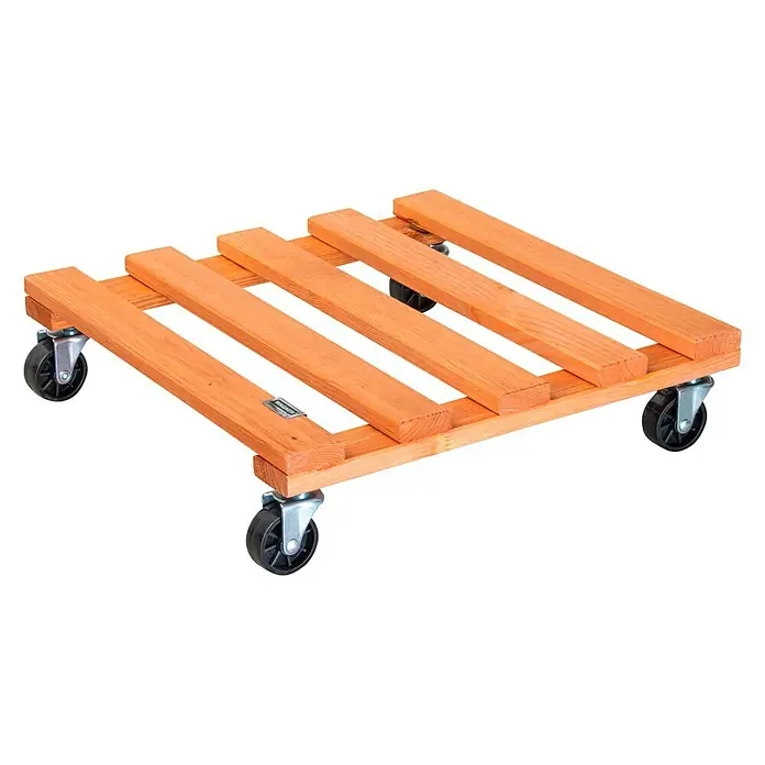 Wagner System Pflanzenroller - 9,5 x 38 cm, Hellbraun, Max. Belastung: 120 kg, Durchmesser Rolle: 47 mm - Aufnahme eines hölzernen Pflanzenroller, der für den Transport von Pflanzen oder Blumentöpfen entwickelt wurde. Er verfügt über Rollen für eine einfache Bewegung.