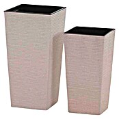 Siena Garden Pflanzsäule eckig Nizza Groove (Außenmaß (L x B x H): 35 x 35 x 68 cm, Kunststoff, Creme Groove) | BAUHAUS