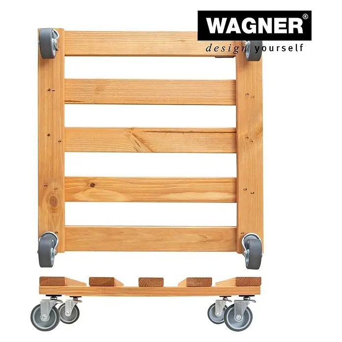 Wagner System Pflanzenroller - 9,5 x 38 cm, Hellbraun, Max. Belastung: 120 kg, Durchmesser Rolle: 50 mm - Dieser Artikel zeigt einen Möbelroller aus Holz mit Rollen. Der Möbelroller dient dem bequemen Transport schwerer Gegenstände.