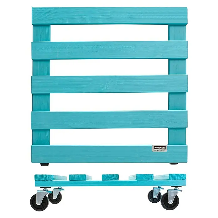 Wagner System Pflanzenroller - 9,5 x 38 cm, Blau, Max. Belastung: 120 kg, Durchmesser Rolle: 47 mm - Blau gestrichener, mehrstöckiger Pflanzenroller aus Holz von Wagner.