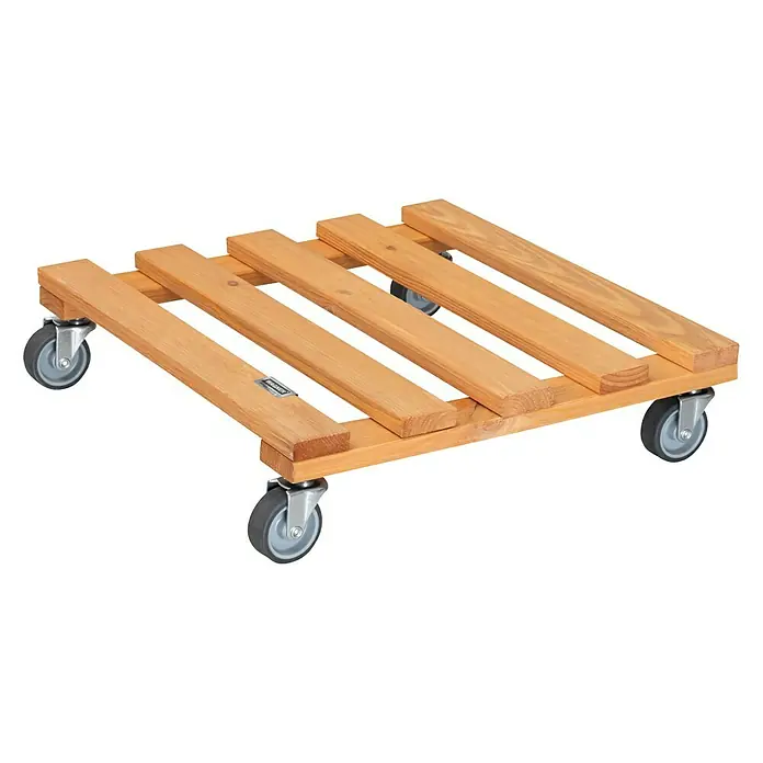 Wagner System Pflanzenroller - 9,5 x 38 cm, Hellbraun, Max. Belastung: 120 kg, Durchmesser Rolle: 50 mm - Ein quadratischer, hölzerner Pflanzenroller mit Rollen für den einfachen Transport von Topfpflanzen im Innen- und Außenbereich.