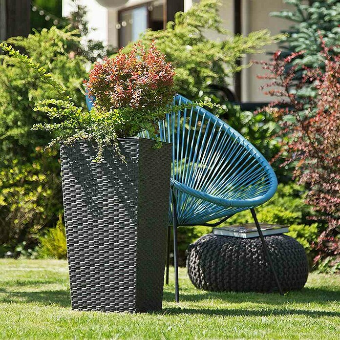 Siena Garden Pflanzsäule eckig Paris (Außenmaß (L x B x H): 25 x 25 x 46  cm, Kunststoff, Graphit) | BAUHAUS