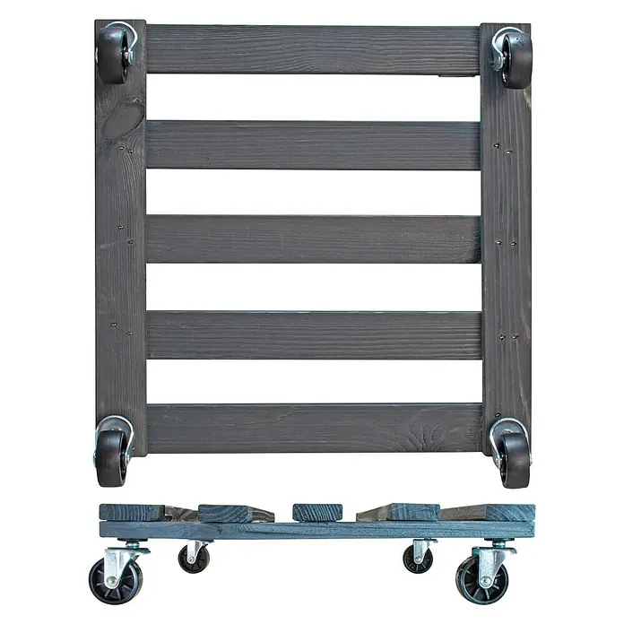 Wagner System Pflanzenroller - 9,5 x 38 cm, Anthrazit, Max. Belastung: 120 kg, Durchmesser Rolle: 47 mm - Holzpalette mit Rollen zum einfachen Transport von Pflanzen oder anderen schweren Gegenständen, ideal für Garten, Terrasse oder Balkon.