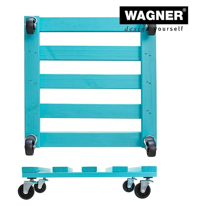 Wagner System Pflanzenroller - 9,5 x 38 cm, Blau, Max. Belastung: 120 kg, Durchmesser Rolle: 47 mm - Das blaue Rollbrett von Wagner erleichtert den Transport schwerer Gegenstände. Gefertigt aus robustem Holz, bietet es eine stabile und mobile Basis.