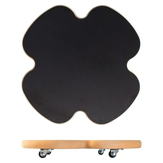 Wagner System Pflanzenroller - 33 cm, Holz, Schwarz, Max. Belastung: 100 kg - Eine Nahaufnahme eines vierblättrigen, rollbaren Möbelhunds, ideal zum einfachen Bewegen von Gegenständen. Praktisch und robust für den Alltag.