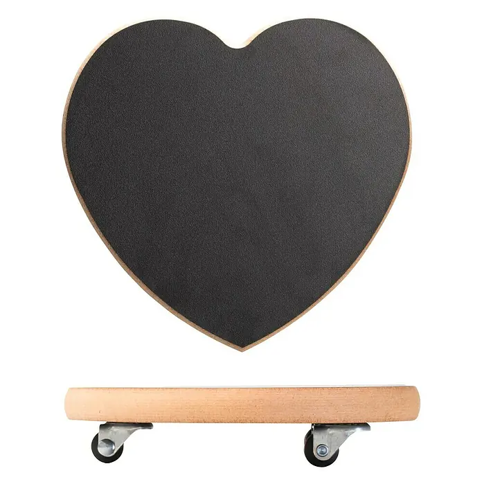 Wagner System Pflanzenroller - 20 cm, Holz, Schwarz, Max. Belastung: 50 kg - Herzförmiges Rollbrett mit schwarzer Oberfläche und Holzrand. Ideal zum Bewegen von Gegenständen.