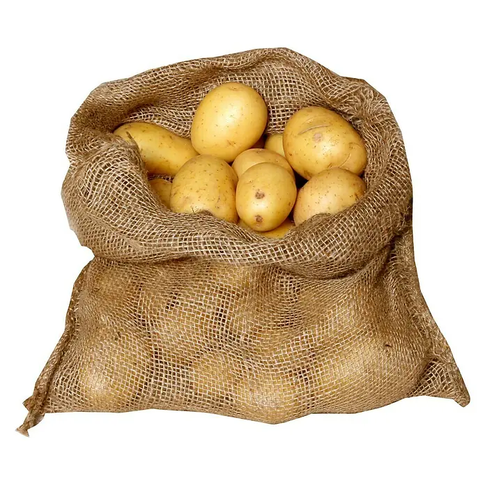 Floraworld Classic Gartensack - Natur, 60 cm - Ein rustikaler Jutesack voll mit frischen, hellen Kartoffeln, die zum Kochen und Genießen einladen.