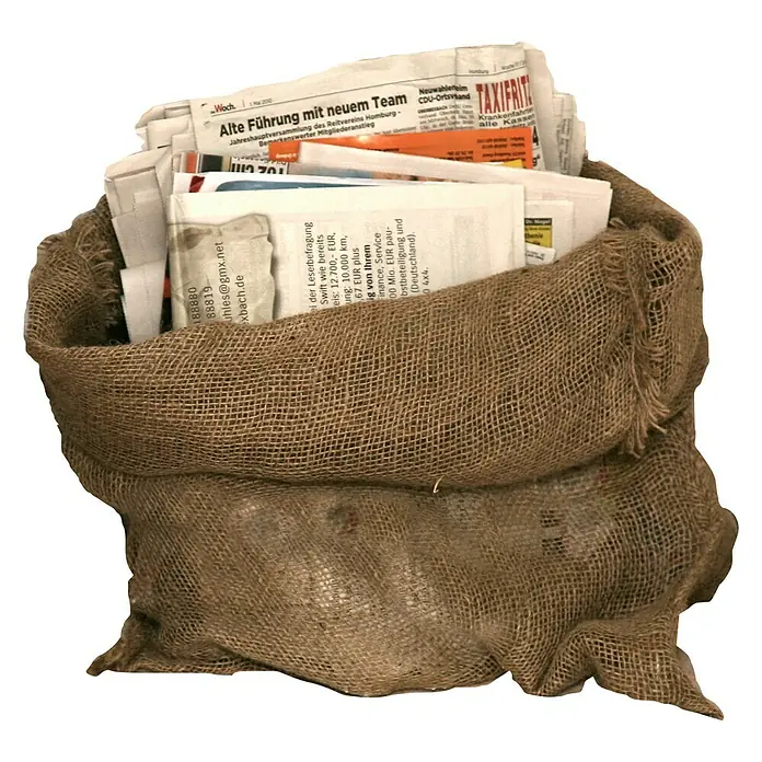 Floraworld Classic Gartensack - Natur, 80 cm - Sack aus Sackleinen gefüllt mit Zeitungen.
