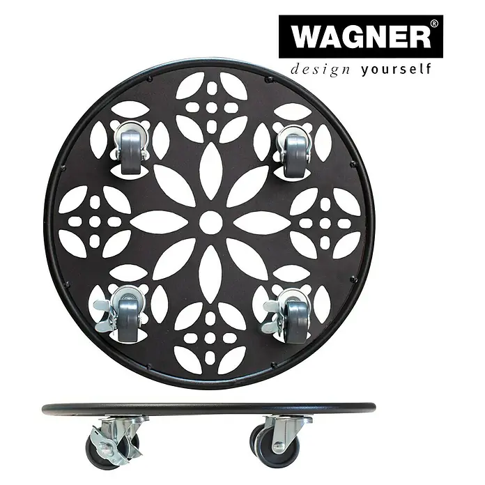 Wagner System Pflanzenroller - 30 cm, Metall, Schwarz, Max. Belastung: 100 kg - Wagner Pflanzenroller: Robuster, runder Pflanzenroller mit Rollen für müheloses Verschieben schwerer Pflanzen. Dekoratives Design in Schwarz.