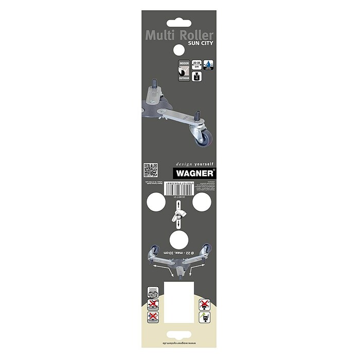 Wagner System Pflanzenroller SUN CITY SMALL (37,5 cm, Metall, Grau, Max. Belastung: 75 kg) | BAUHAUS