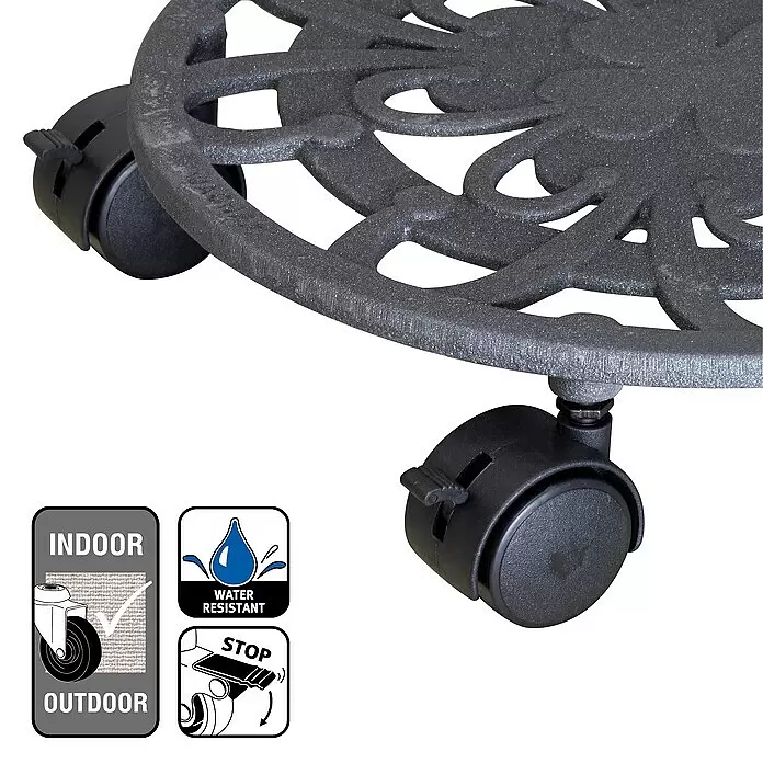 Wagner System Pflanzenroller - 29 cm, Metall, Silber, Max. Belastung: 50 kg - Detailaufnahme