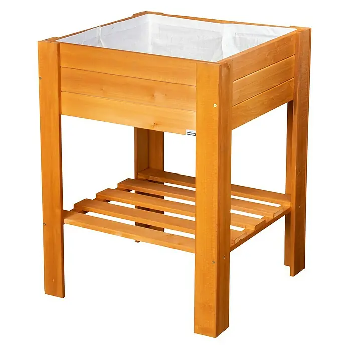 Wagner System GreenFamily Hochbeet GreenBOX light - 53,5 x 53,5 x 70 cm, Dunkelbraun - Erhöhter Pflanzkasten aus Holz mit Ablagefläche, ideal für Gartenliebhaber. Robust und praktisch für den Außenbereich.