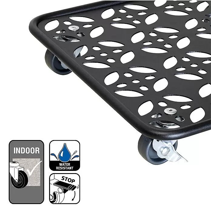 Wagner System Pflanzenroller - 30 x 30 cm, Metall, Schwarz, Max. Belastung: 80 kg - Detailaufnahme