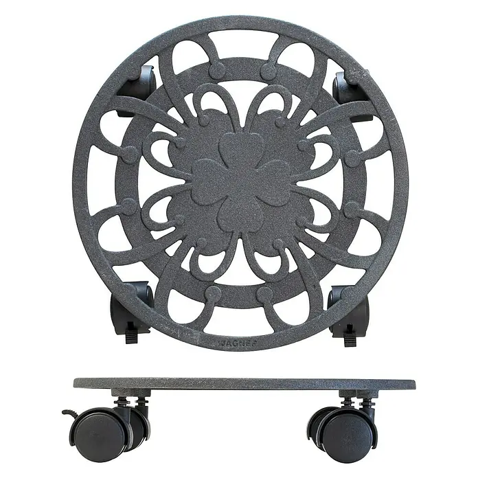 Wagner System Pflanzenroller - 29 cm, Metall, Silber, Max. Belastung: 50 kg - Dekorativer Rolluntersetzer für Pflanzen mit verspieltem Design. Ideal um schwere Töpfe einfach zu bewegen.