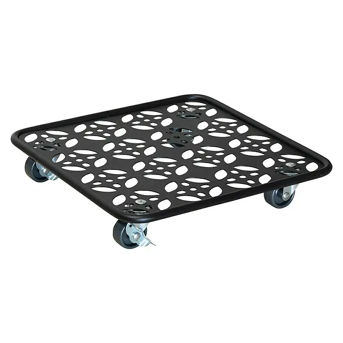 Wagner System Pflanzenroller - 30 x 30 cm, Metall, Schwarz, Max. Belastung: 80 kg - Schwarzer quadratischer Rollwagen mit Rädern, ideal für den Transport von schweren Gegenständen. Robuste Bauweise für den täglichen Gebrauch.