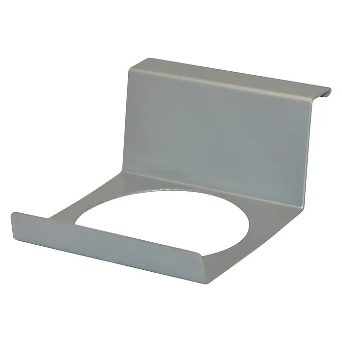 Wagner System GreenFamily Blumentopfhalter GH 3002 - B x H: 12,5 x 6,5 cm, Silber - Eine silberne Wandhalterung mit einem kreisförmigen Ausschnitt zur Aufbewahrung von Objekten. Sie ist schlicht und funktional.