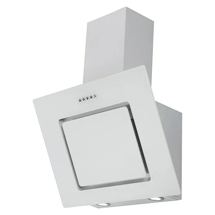 Respekta Premium Composición de cocina Gabriel - Ancho: 290 cm, Blanco, Con electrodomésticos - Campana extractora blanca moderna para la cocina, con luces integradas y botones de control. Ideal para mantener el aire limpio al cocinar.