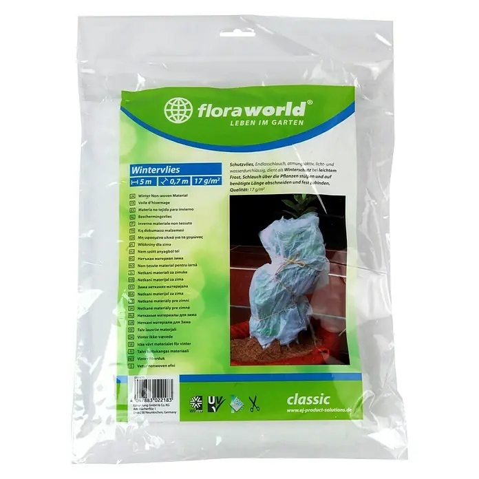 Floraworld Classic Winterschutzvlies - Weiß, 5 x 0,7 m - Wintervlies von Floraworld, 5m x 0,7m, 17g/m². Schützt Pflanzen vor leichtem Frost, atmungsaktiv und lichtdurchlässig.