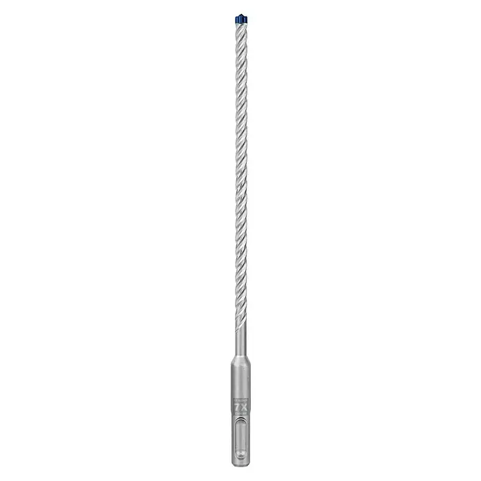 Bosch Expert SDS-Plus Betonbohrer-Set SDS Plus-7X - Durchmesser: 6 mm, Länge: 215 mm, 10 Stk. - Ein Bohrer mit einer spiralförmigen Nut und einem blauen Kopf. Ideal für präzise Bohrungen in verschiedenen Materialien.