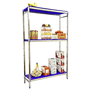 Simonrack Simoninox Estantería metálica Inicial (Al x An x Pr: 160 x 166 x 40 cm, Capacidad de carga por balda: 180 kg, Número de baldas: 3 ud., Inserción, Material balda: Plástico)