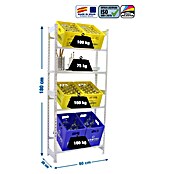 Simonrack Simonbottle Estantería para cajas de bebidas Shelf (Al x An x Pr: 180 x 80 x 30 cm, Número de baldas: 4 ud., Carga límite balda: 100 kg, Inserción, Blanco) | BAUHAUS