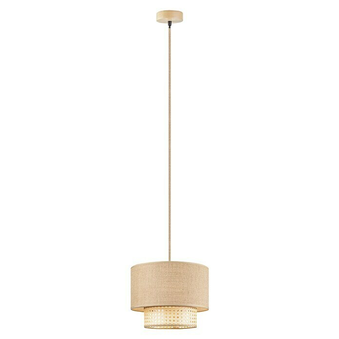 Home Sweet Home Pendelleuchte rund Cane Weave (Ø x H: 30 x 29 cm, Beige, Holz, Beige, E27) | BAUHAUS