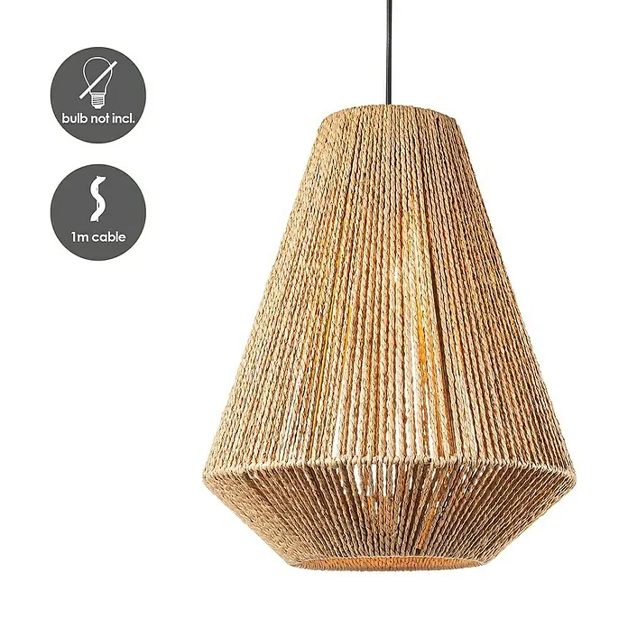 Home Sweet Home Pendelleuchte rund Vela - Ø x H: 33 x 45 cm, Beige, E27 - Diese Pendelleuchte aus Seilgeflecht ist ein echter Hingucker. Das Design ist modern und natürlich zugleich. Lampe nicht enthalten.