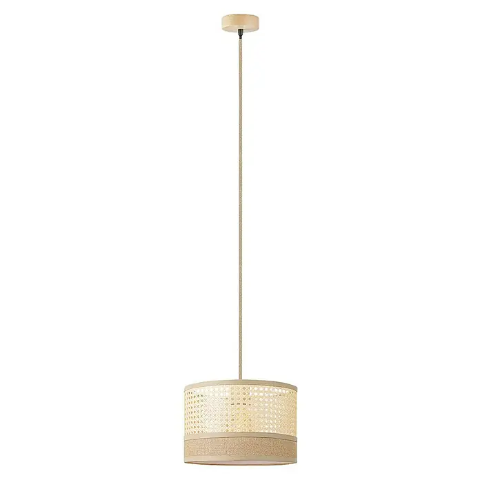 Home Sweet Home Pendelleuchte rund Cane Weave - Ø x H: 30 x 27 cm, Beige, Holz, Beige, E27 - Hängeleuchte mit Rohrgeflecht-Schirm. Das Design der Lampe ist ein echter Hingucker und bringt eine gemütliche Atmosphäre in jeden Raum.