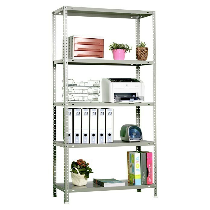 Simonrack Simonclassic Metallregal Advantage Mini (H x B x T: 180 x 80 x 30 cm, Traglast pro Boden: 75 kg, Anzahl Böden: 5 Stk., Schrauben, Grau) | BAUHAUS