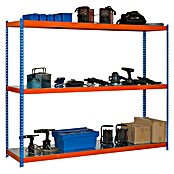 Simonrack Ecoforte Metallregal Ecoforte Metall (H x B x T: 150 x 150 x 45 cm, Traglast pro Boden: 400 kg, Anzahl Böden: 3 Stk., Stecken, Blau/Orange) | BAUHAUS