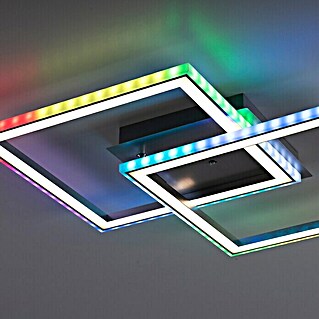 LeuchtenDirekt LED-Deckenleuchte Felix (30 W, L x B x H: 44,5 x 44,5 x 6,4 cm, Stahl, Warmweiß)