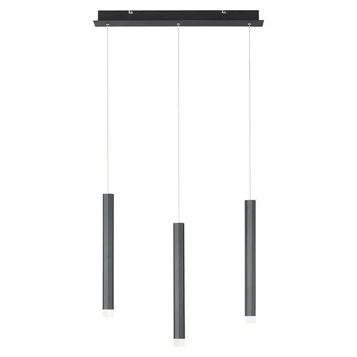 LED-Pendelleuchte Bruno - 18 W, L x B x H: 55 x 8 x 60 cm, Schwarz, Warmweiß, 3 Stk. - Moderne dreiflammige Pendelleuchte mit zylindrischen Lampenschirmen und minimalistischem Design für stilvolle Beleuchtung.