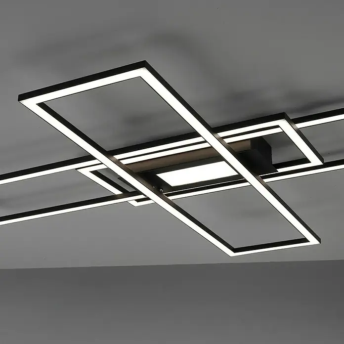Just Light LED-Deckenleuchte Asmin - 50 W, 99,2 x 69,4 cm, Schwarz, Mehrfarbig - Moderne Deckenleuchte mit quadratischem Design und LED-Beleuchtung für stilvolle Innenräume.