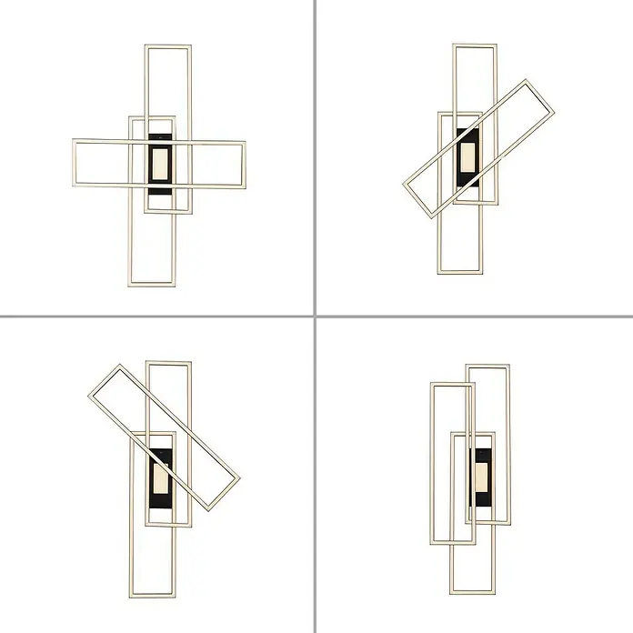 Just Light LED-Deckenleuchte Asmin - 50 W, 99,2 x 69,4 cm, Schwarz, Mehrfarbig - Wandleuchte mit geometrischem Design.
