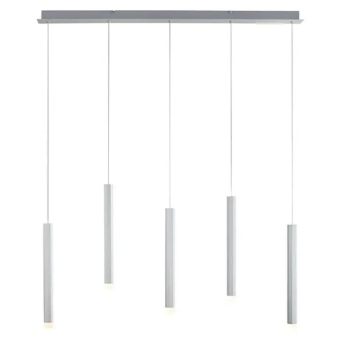 LED-Pendelleuchte Bruno - 29 W, L x B x H: 100 x 8 x 60 cm, Aluminium, Warmweiß, 5 Stk. - Moderne Pendelleuchte mit schlanken, zylindrischen Leuchtenkörpern in Silber und warmweißem Licht, ideal für stilvolle Beleuchtung.