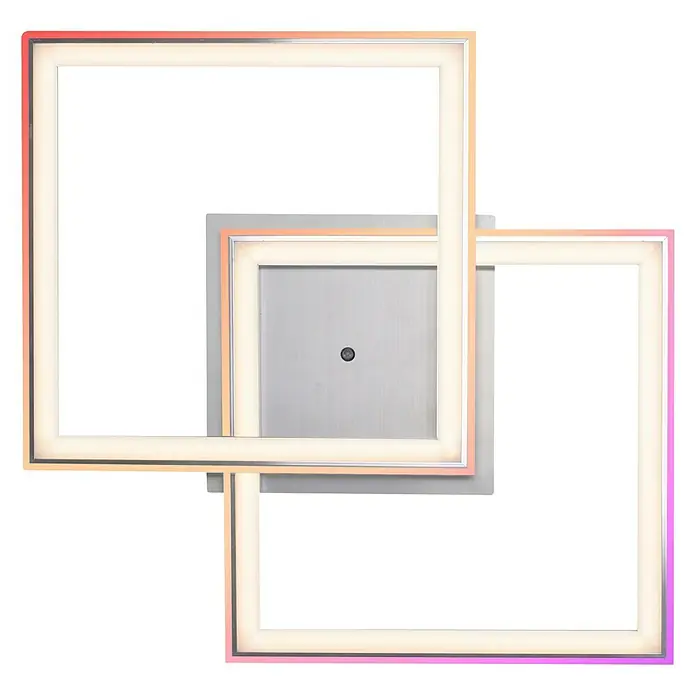 Just Light Felix LED-Deckenleuchte - 30 W, L x B x H: 44,5 x 44,5 x 6,4 cm, Stahl, RGBW - Moderne LED-Deckenleuchte mit zwei verschlungenen Quadraten und Farbwechselfunktion für stilvolle Beleuchtung.