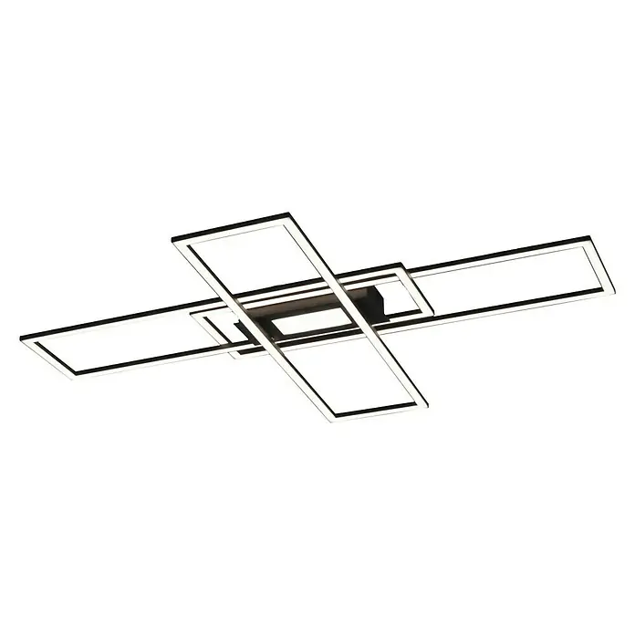 Just Light LED-Deckenleuchte Asmin - 50 W, 99,2 x 69,4 cm, Schwarz, Mehrfarbig - Moderne LED-Deckenleuchte mit überlappenden Rechtecken und integrierter Beleuchtung, die eine elegante und zeitgemäße Atmosphäre schafft.