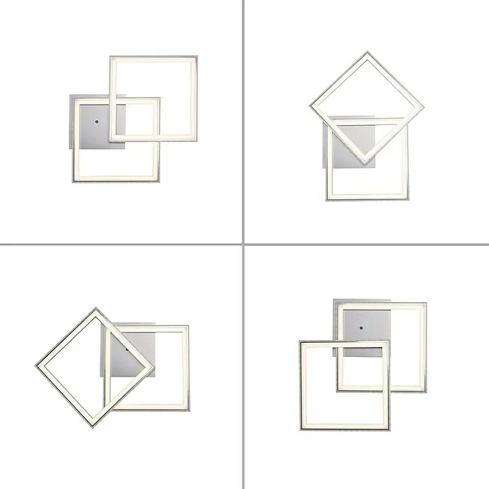 Just Light Felix LED-Deckenleuchte - 30 W, L x B x H: 44,5 x 44,5 x 6,4 cm, Stahl, RGBW - Moderne Wandleuchte mit zwei Quadraten in verschiedenen Ausrichtungen, die ein helles, indirektes Licht erzeugt.